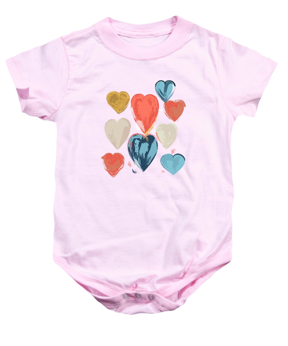 Nicholas Brendon Baby Onesie featuring the digital art Heart On You Always - Gold Combo by Nicholas Brendon