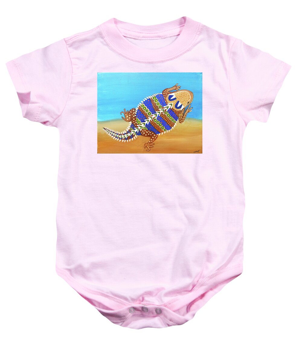 Horny Toad Baby Onesie featuring the painting Horny Toad by Christina Wedberg
