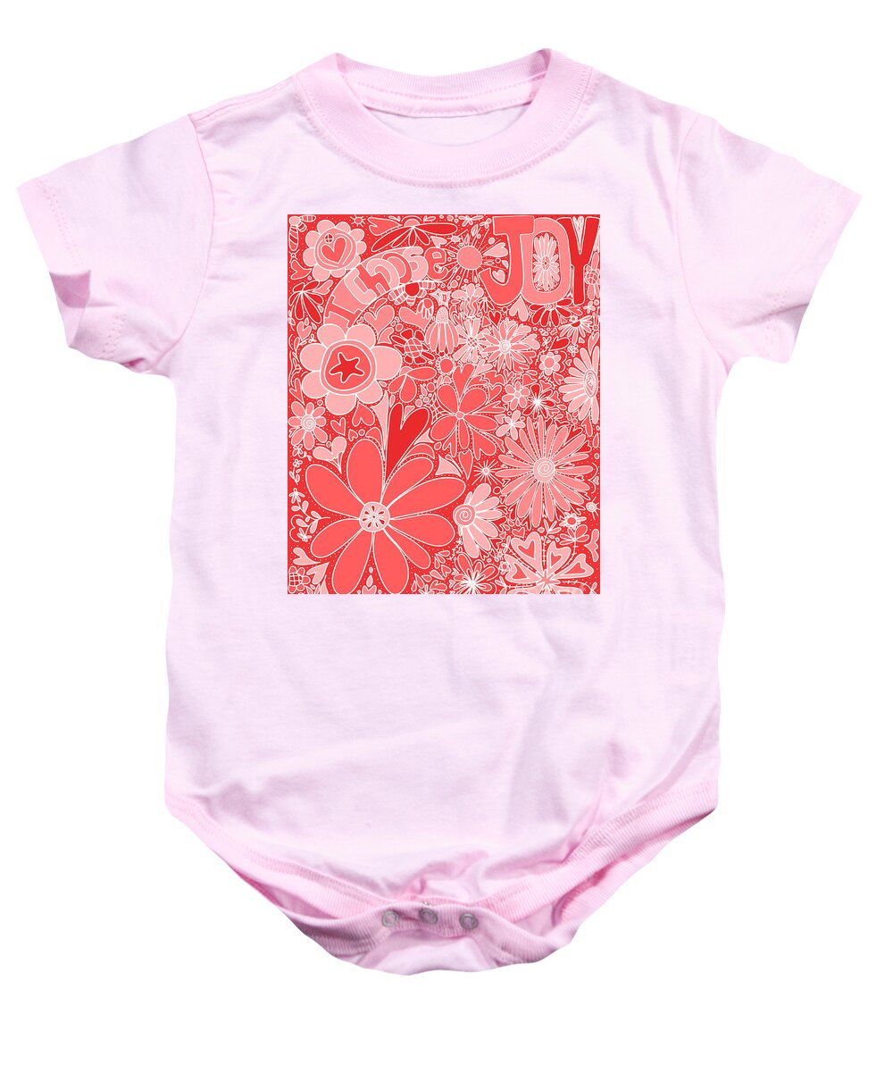 I Choose Joy Line Art Baby Onesie featuring the digital art I Choose Joy - Colorful Pink Line Art by Patricia Awapara