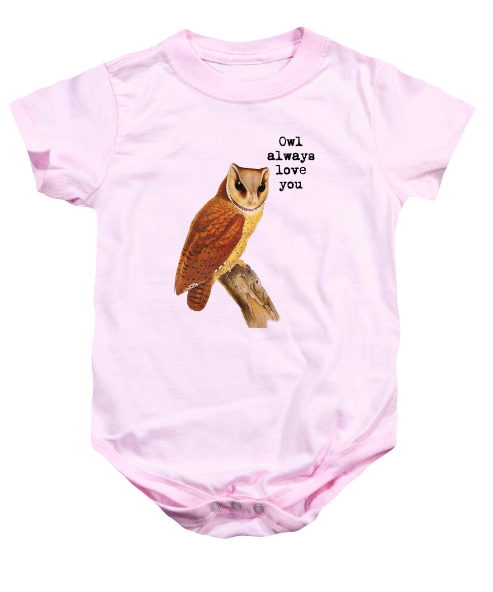 Owl Baby Onesie featuring the digital art I Love You Owl Quote by Madame Memento