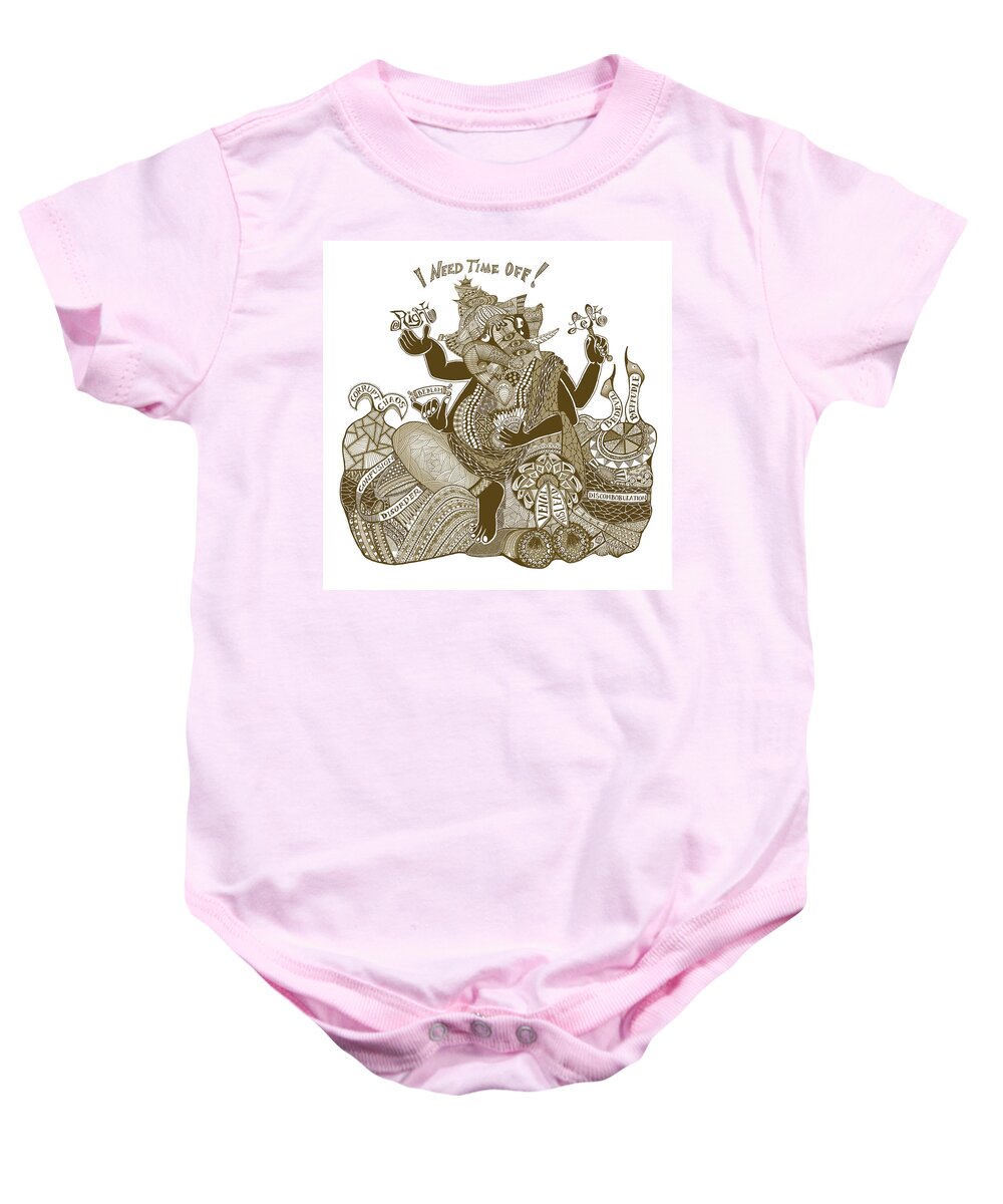 Ganesh Baby Onesie featuring the digital art I Need Time Off by Hone Williams
