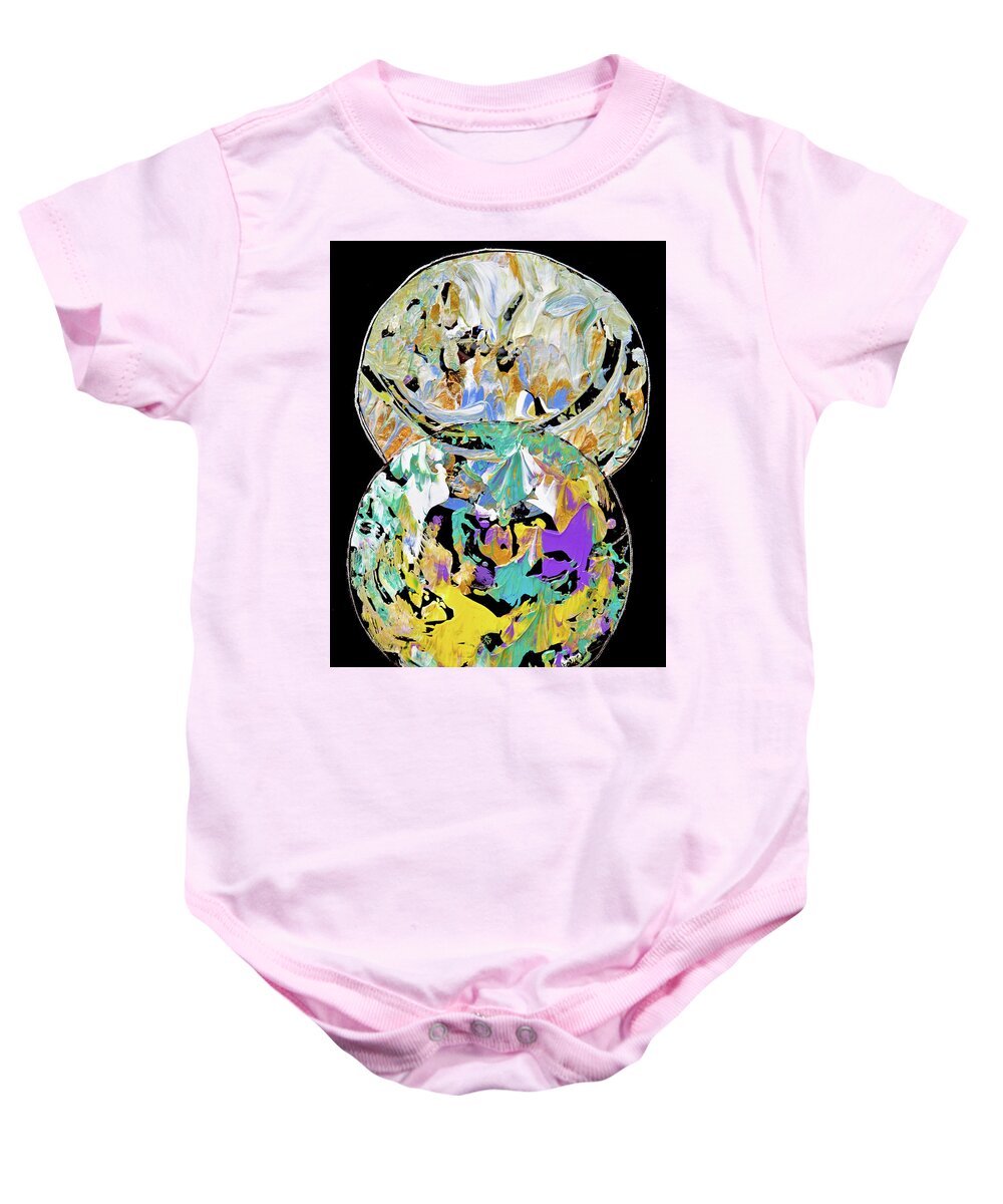 Wall Art Baby Onesie featuring the painting Interplanetary Dance - Vertical by Ellen Palestrant