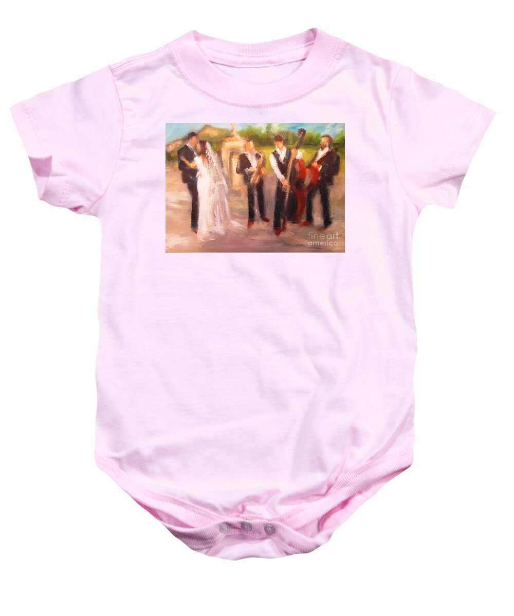 A Painting Of An Irish Wedding Party Baby Onesie featuring the painting Painting Of Irish Wedding Party by Mary Cahalan Lee - aka PIXI