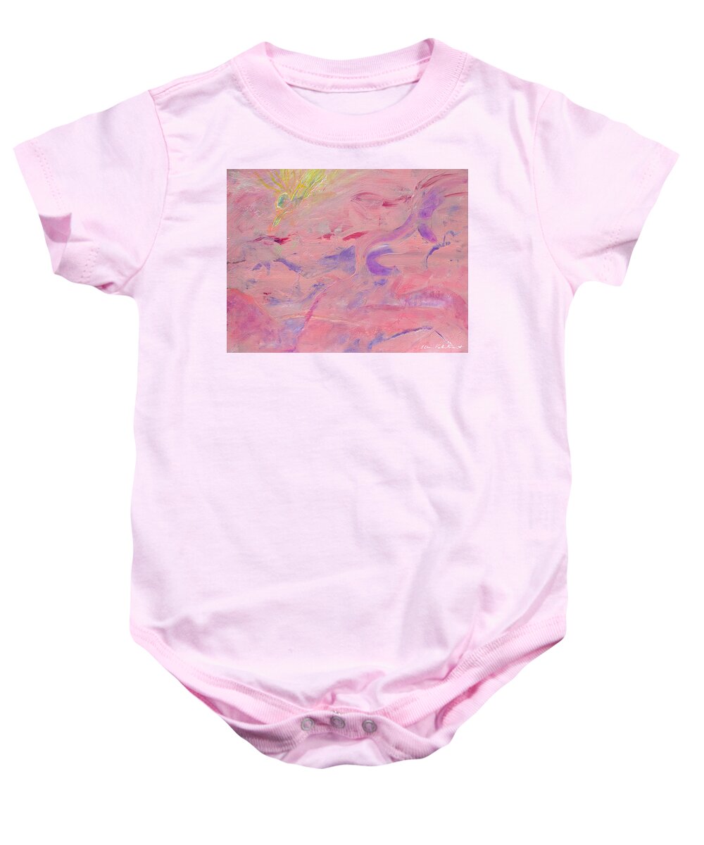Wall Art Baby Onesie featuring the painting It Was Five-to-Pink in an Any-Colored Sky by Ellen Palestrant