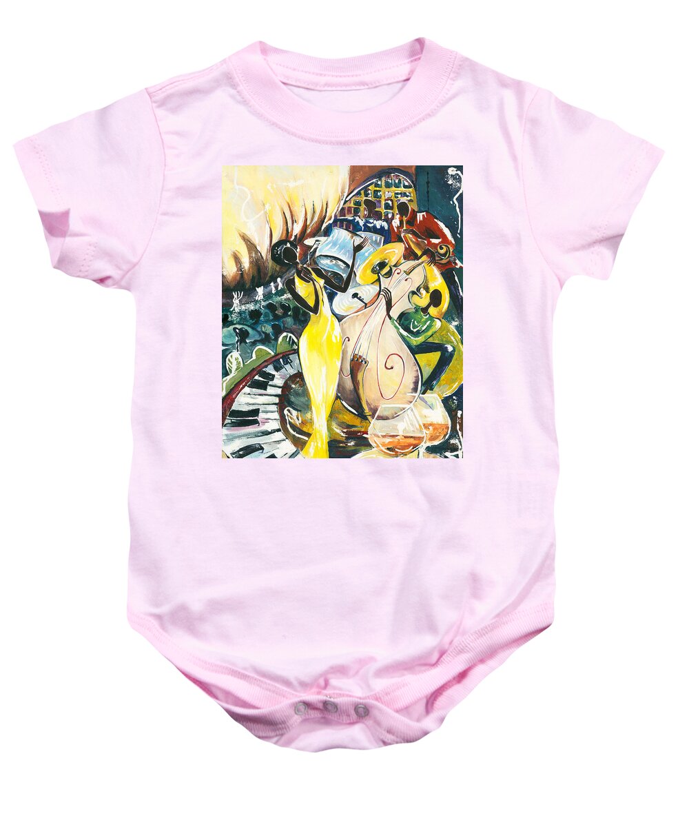 Acrylic Baby Onesie featuring the painting Jazz No.2 by Elisabeta Hermann