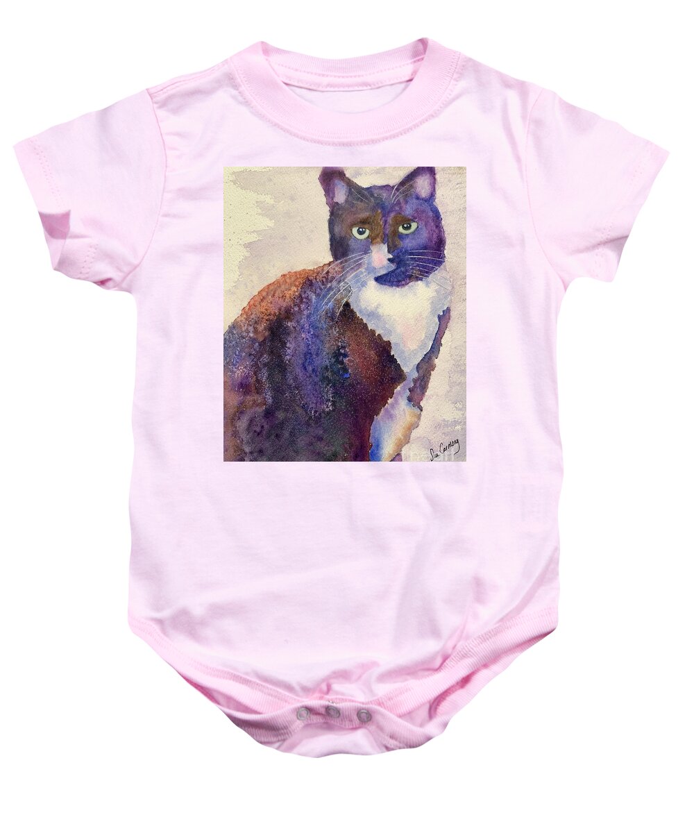 Tuxedo Baby Onesie featuring the painting Kaylee by Sue Carmony