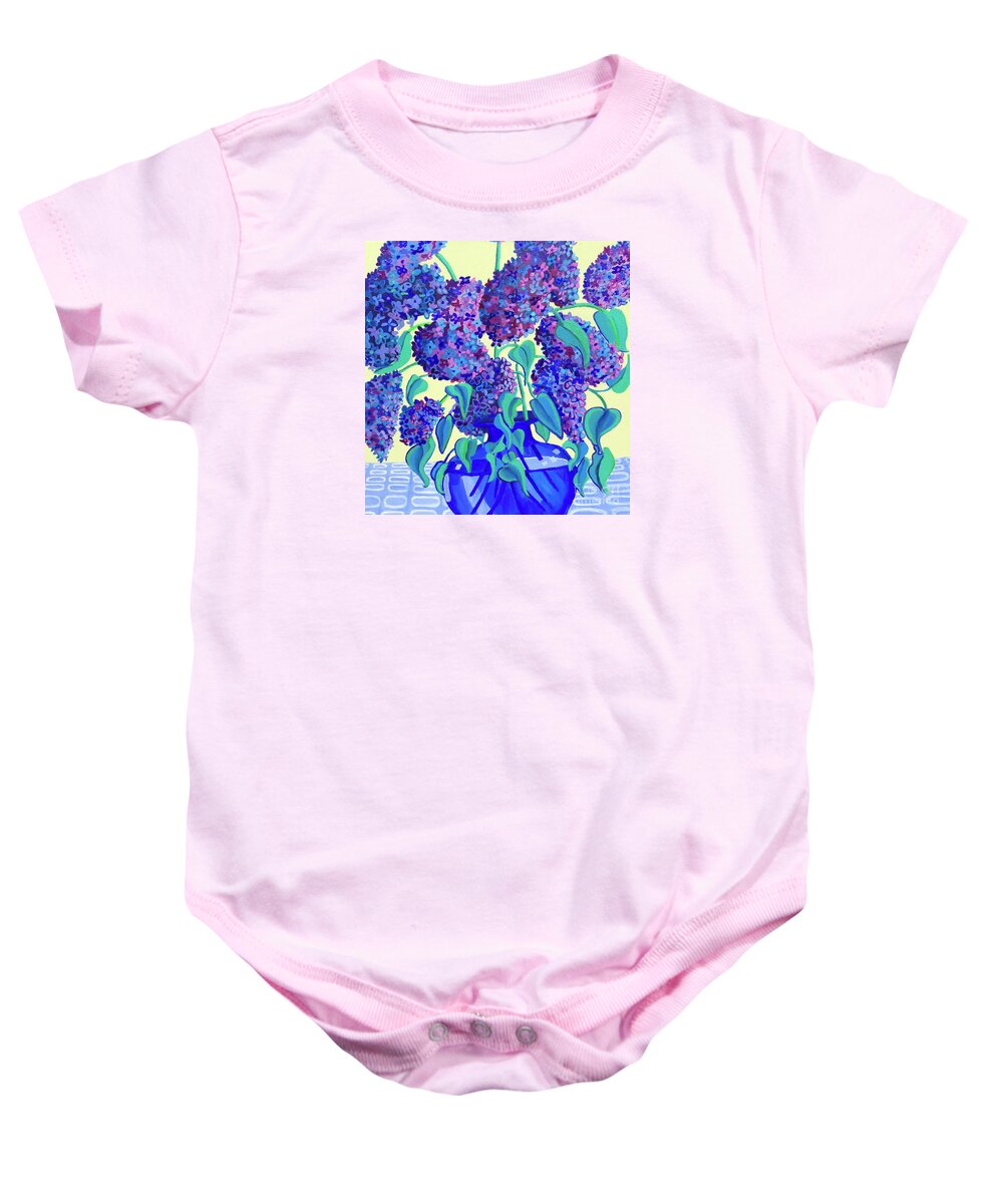 Lilacs Baby Onesie featuring the painting Lilac Blues by Debra Bretton Robinson