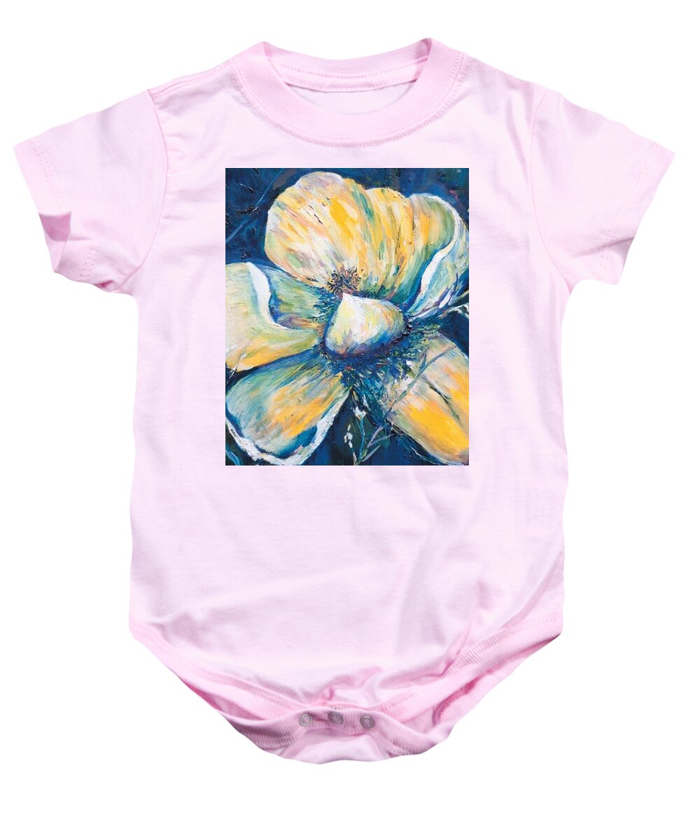 Floral Baby Onesie featuring the painting Magnolia by Julie TuckerDemps