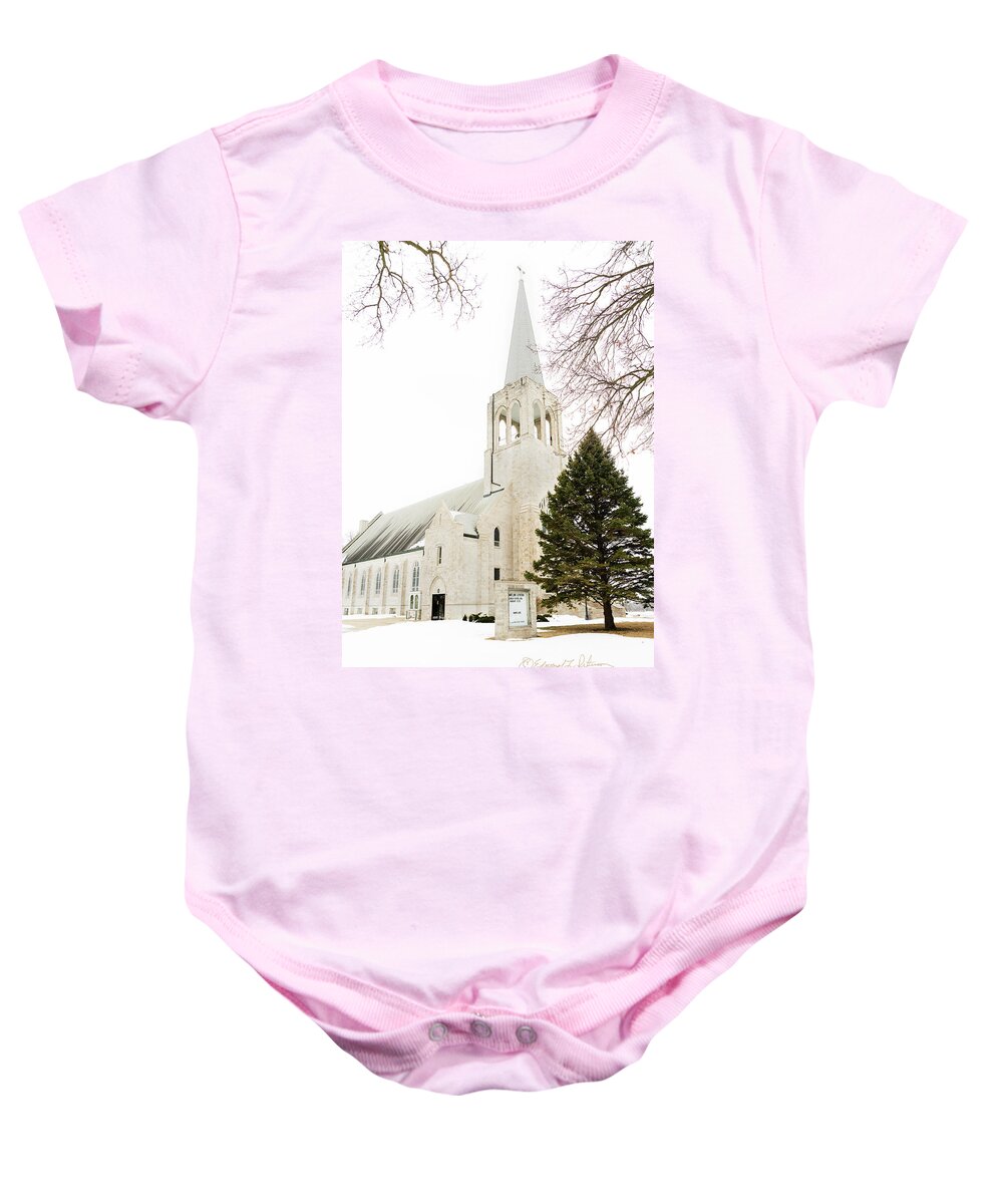 Churches Baby Onesie featuring the photograph Mamrelund Lutheran Church by Ed Peterson