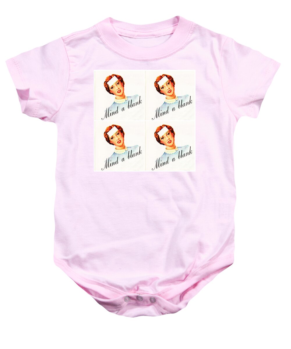 Women Baby Onesie featuring the mixed media Mind a Blank by Sally Edelstein