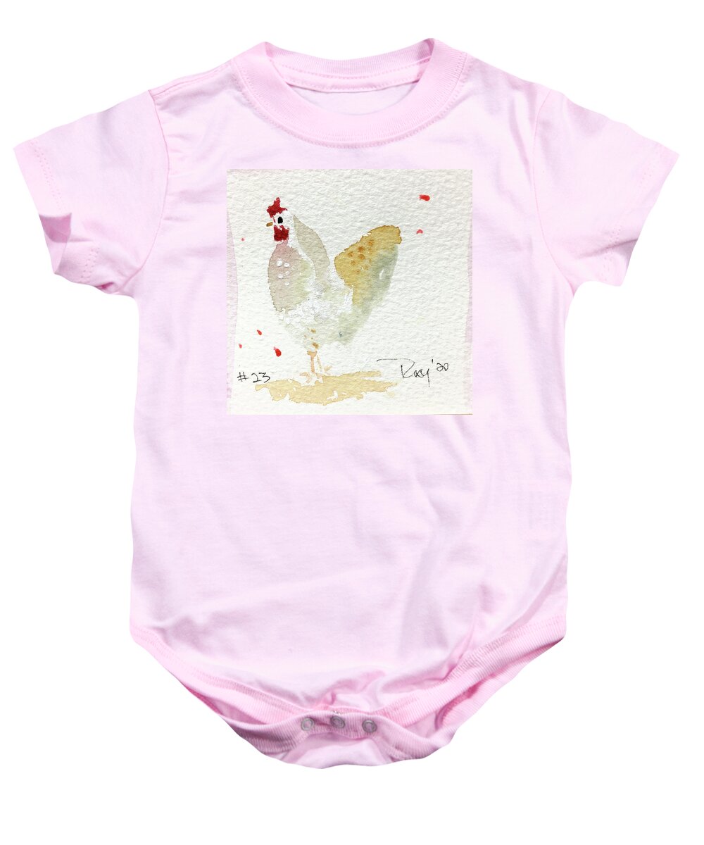 Rooster Baby Onesie featuring the painting Mini Rooster 23 by Roxy Rich