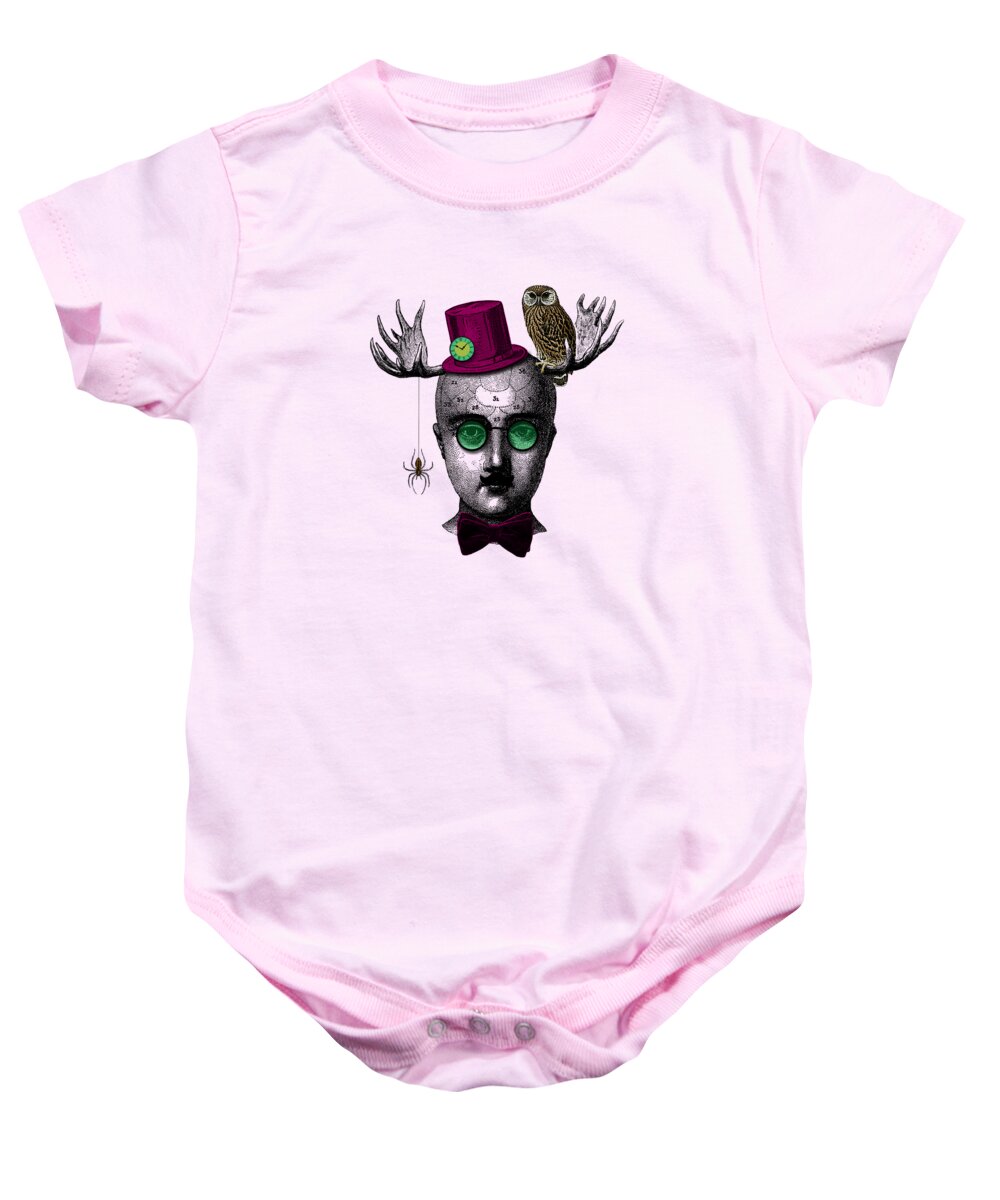 Wizard Baby Onesie featuring the digital art Moose magician by Madame Memento