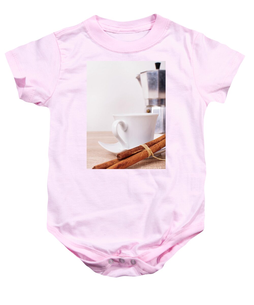 Coffee Baby Onesie featuring the photograph Morning coffee with cinnamon by Mendelex Photography