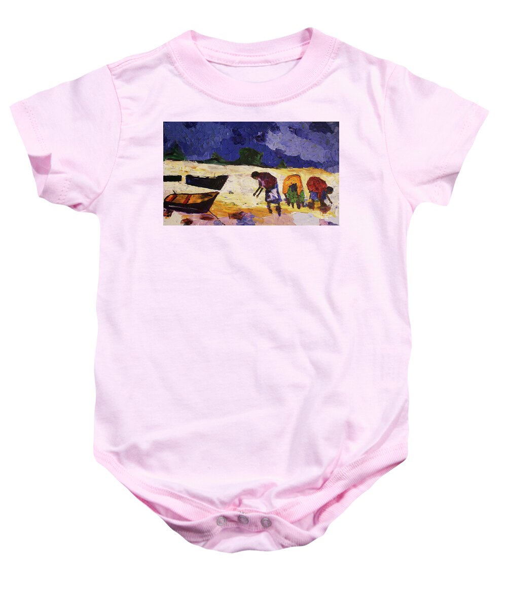 African Art Baby Onesie featuring the painting Mothers Rewards by Tarizai Munsvhenga