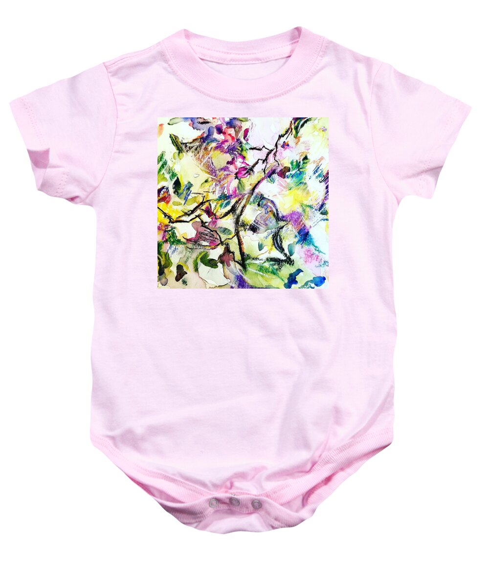 Florals Baby Onesie featuring the mixed media New Orleans Spring Garden by Julie TuckerDemps