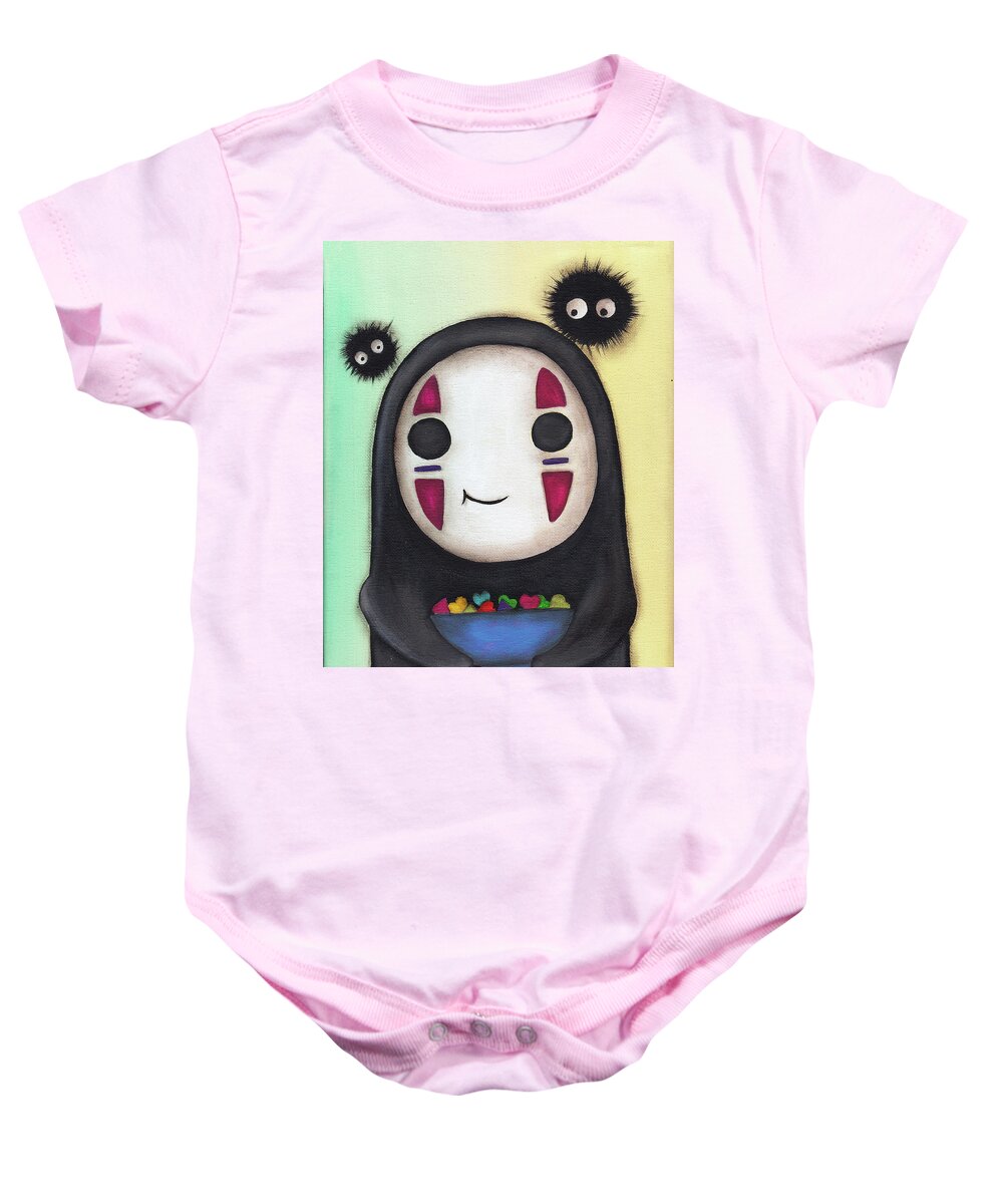 No Face Baby Onesie featuring the painting No Face Offering by Abril Andrade