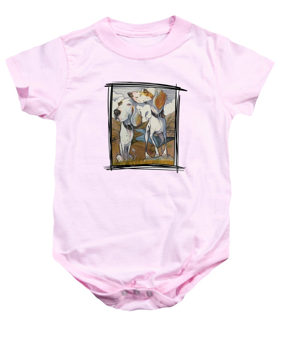 Odell Baby Onesie featuring the drawing Odell 5284 by Canine Caricatures By John LaFree