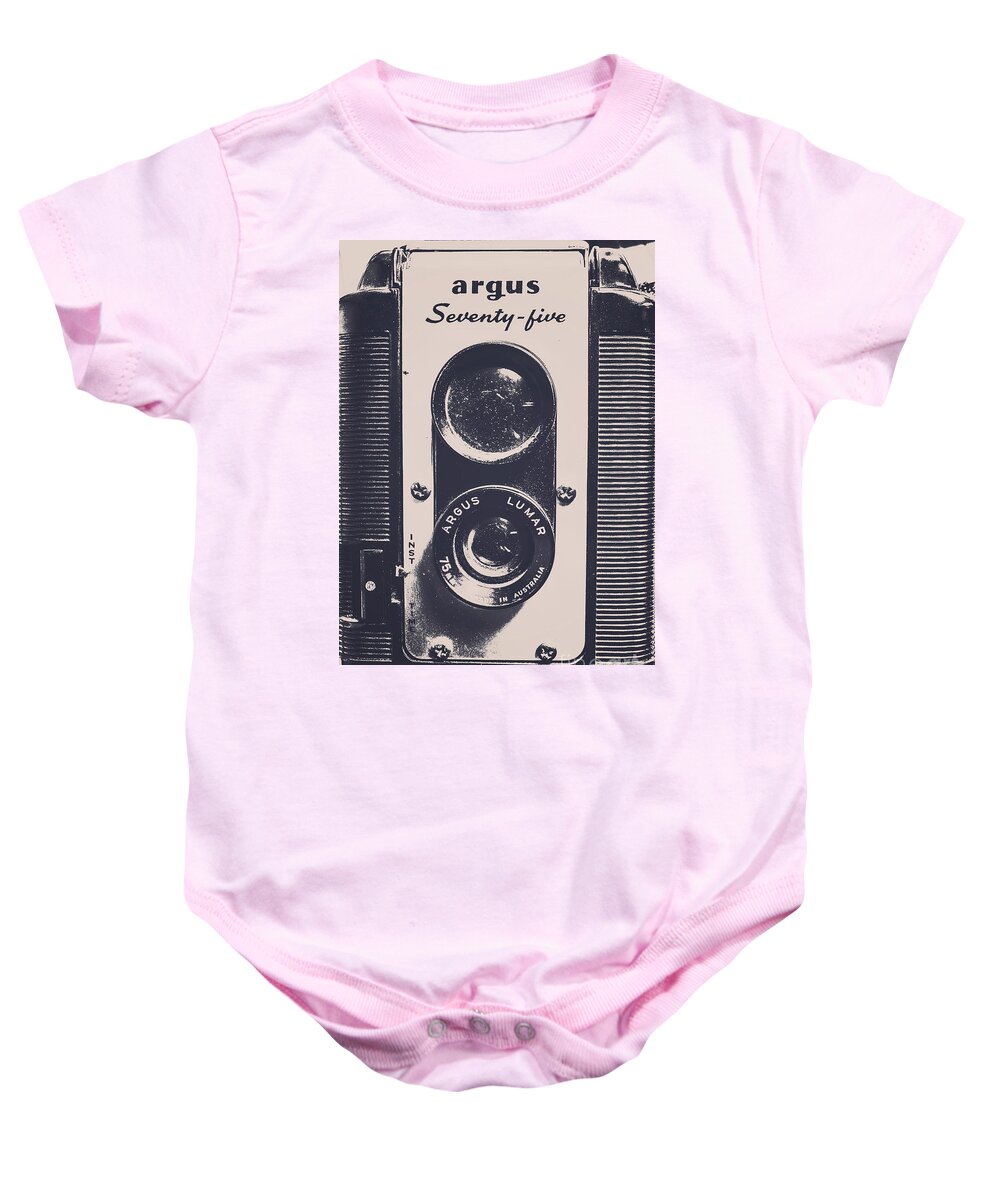 Camera Baby Onesie featuring the photograph Old optics by Jorgo Photography