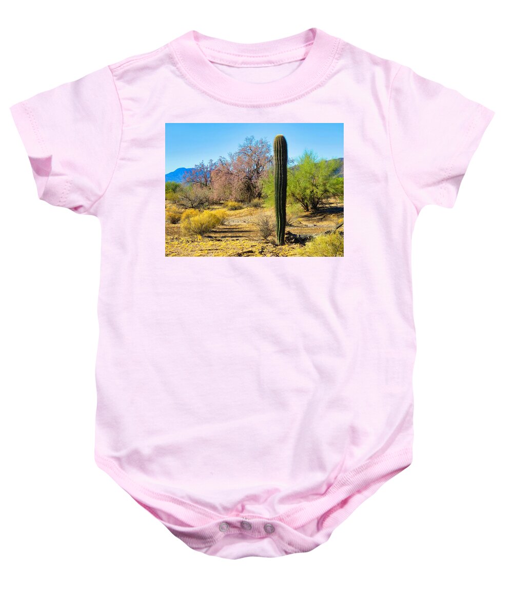 Arizona Baby Onesie featuring the photograph On the Ironwood Trail by Judy Kennedy