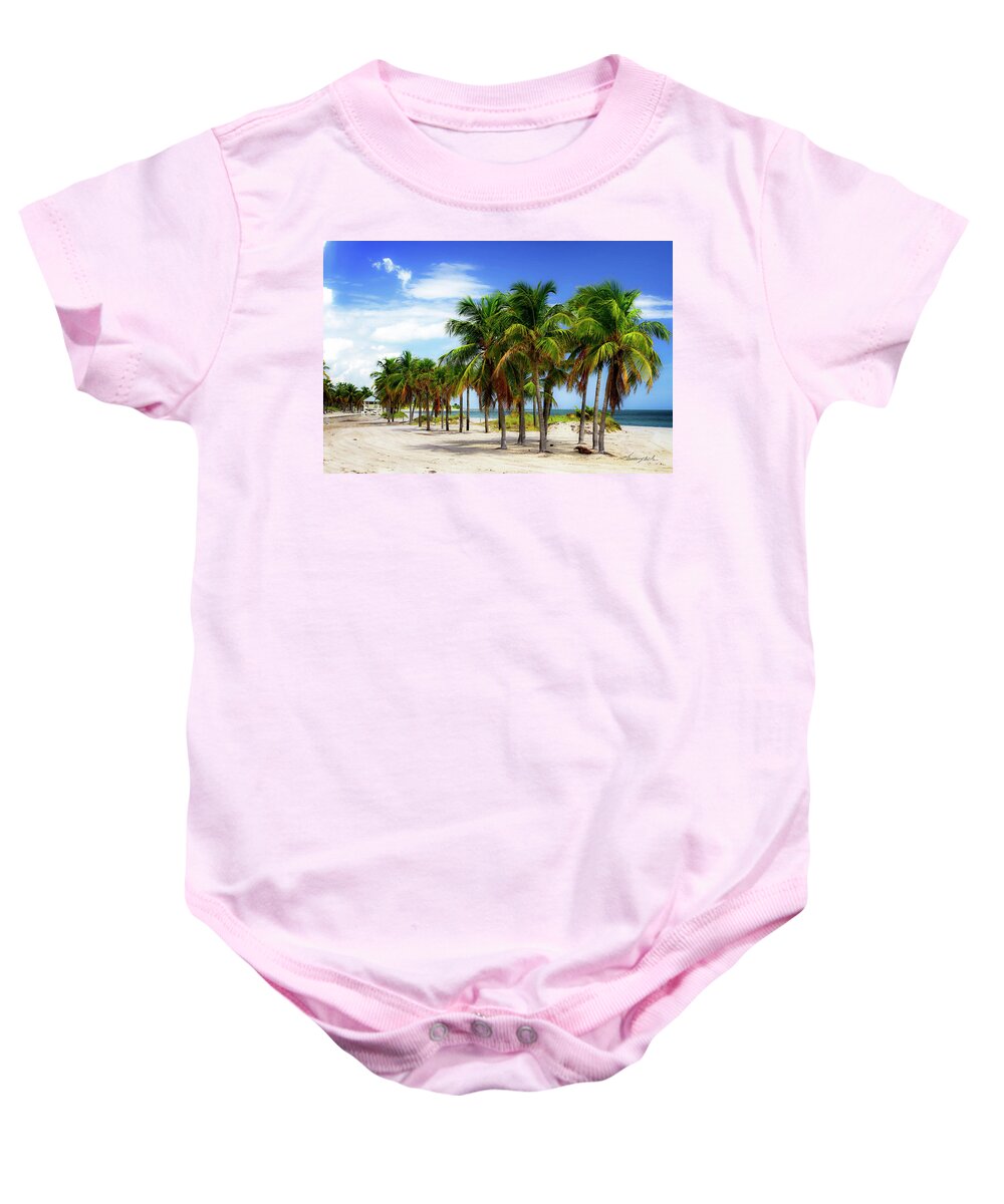 Color Baby Onesie featuring the photograph Palms on the Beach by Alan Hausenflock