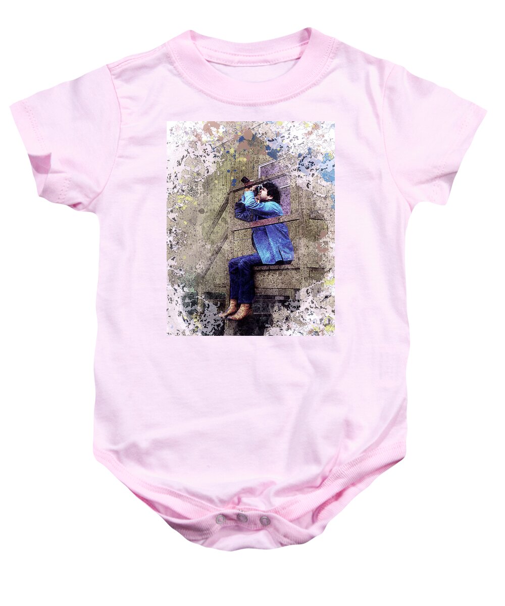 Sitting Baby Onesie featuring the digital art Photographer by Anthony Ellis