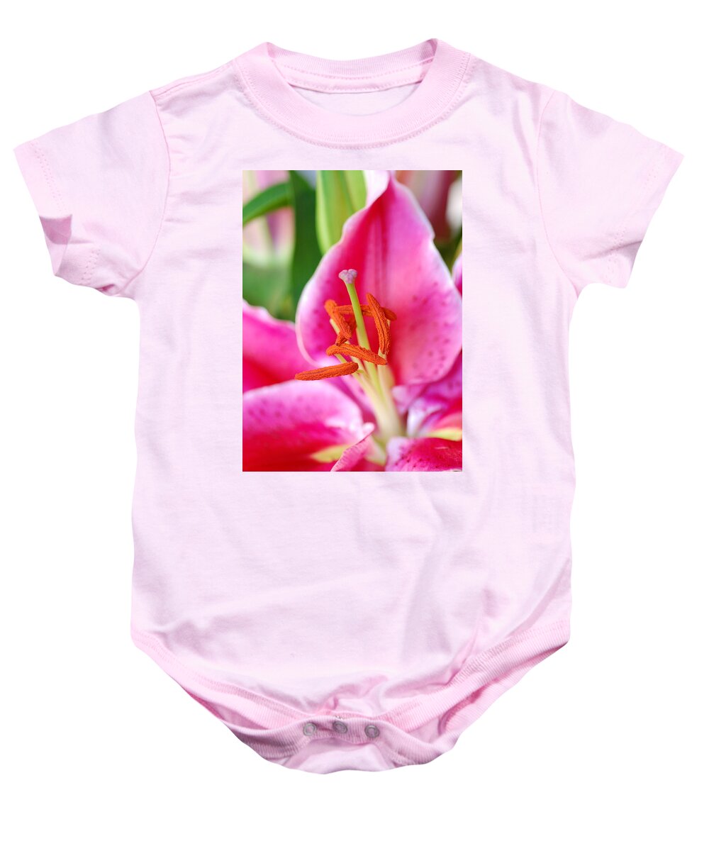Lily Baby Onesie featuring the photograph Pink Lily 1 by Amy Fose