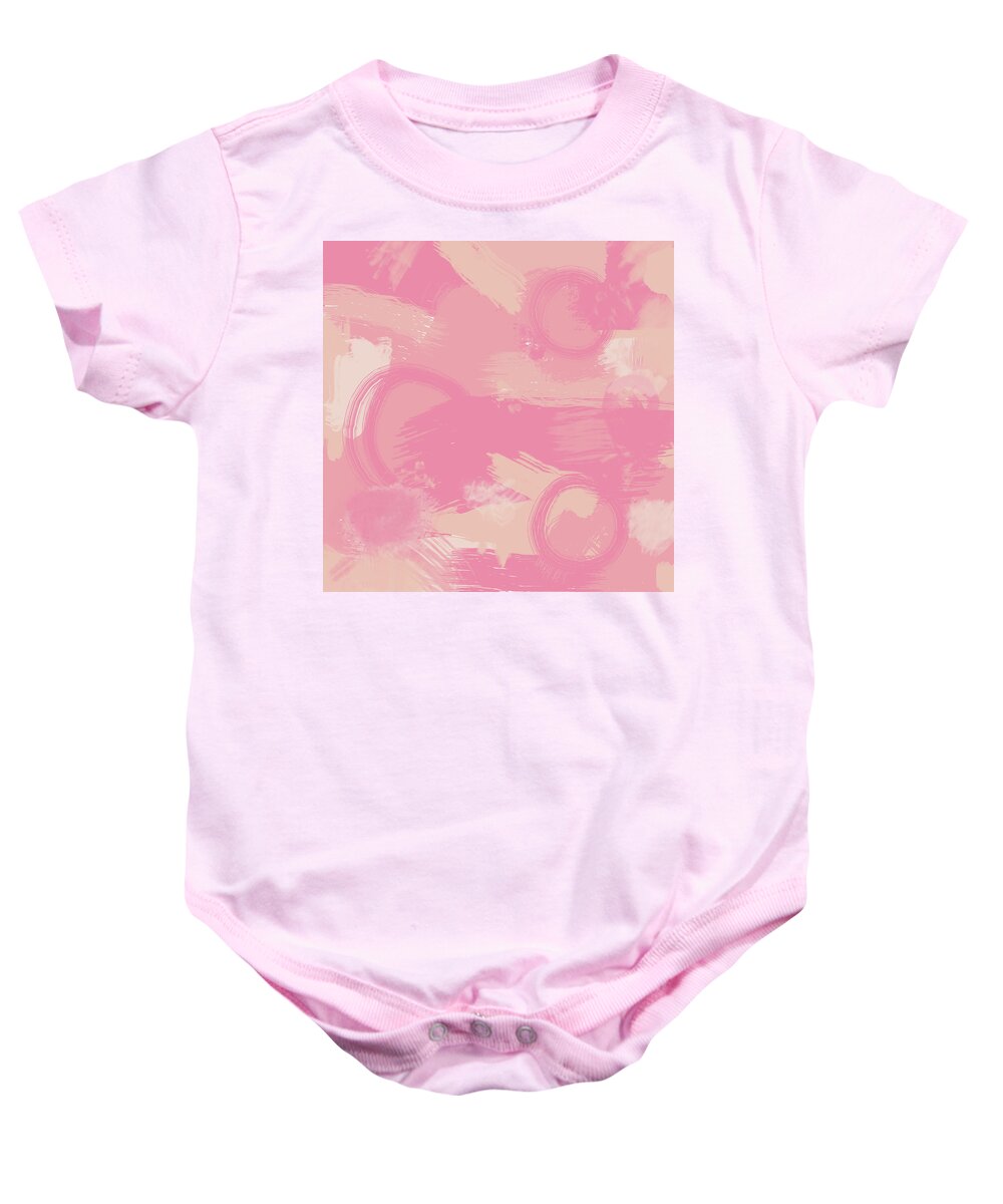 Pink Splatter Baby Onesie featuring the painting Pink Splatter by Nancy Merkle
