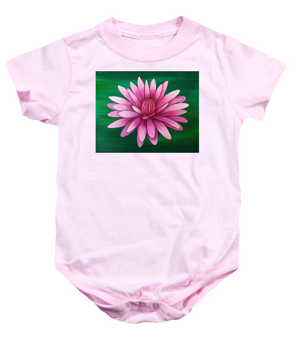 Blue Baby Onesie featuring the painting Pink Waterlily Flower by Marty's Royal Art