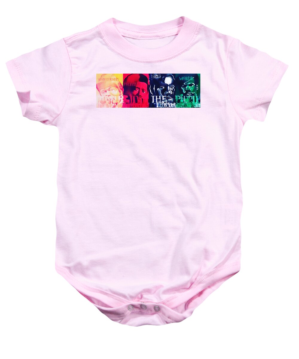 The Real Black Panther Party Enhanced Baby Onesie featuring the painting Power2thePeople by Femme Blaicasso