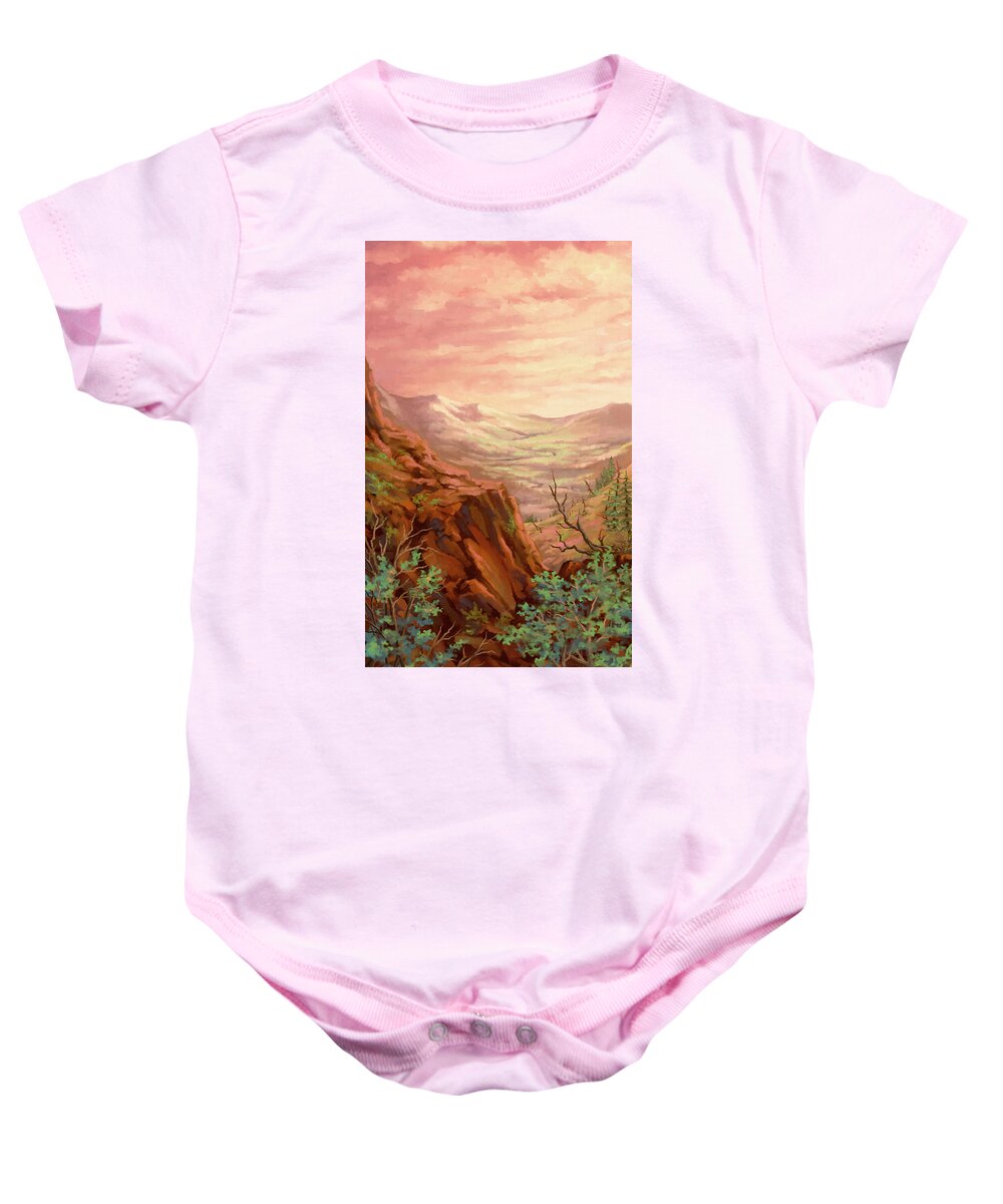 Landscape Baby Onesie featuring the painting Promised land by Hans Neuhart