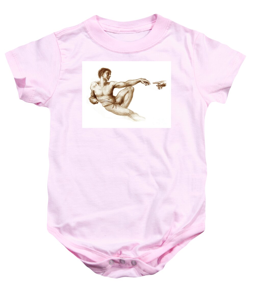 Male Baby Onesie featuring the drawing Pull my finger... by Robert Douglas