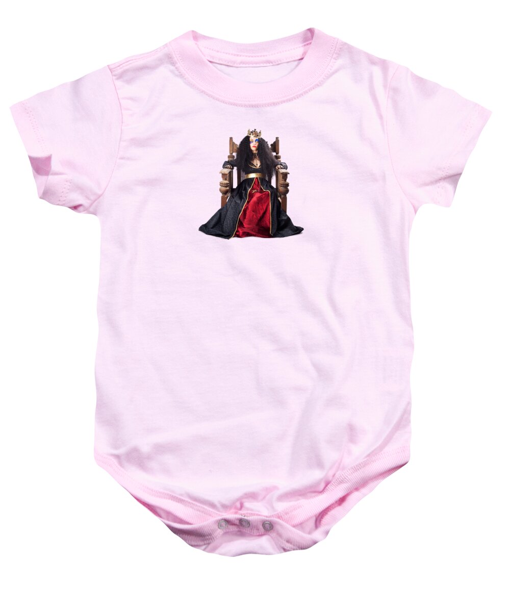 Queen Baby Onesie featuring the photograph Queen with gold crown by Jorgo Photography