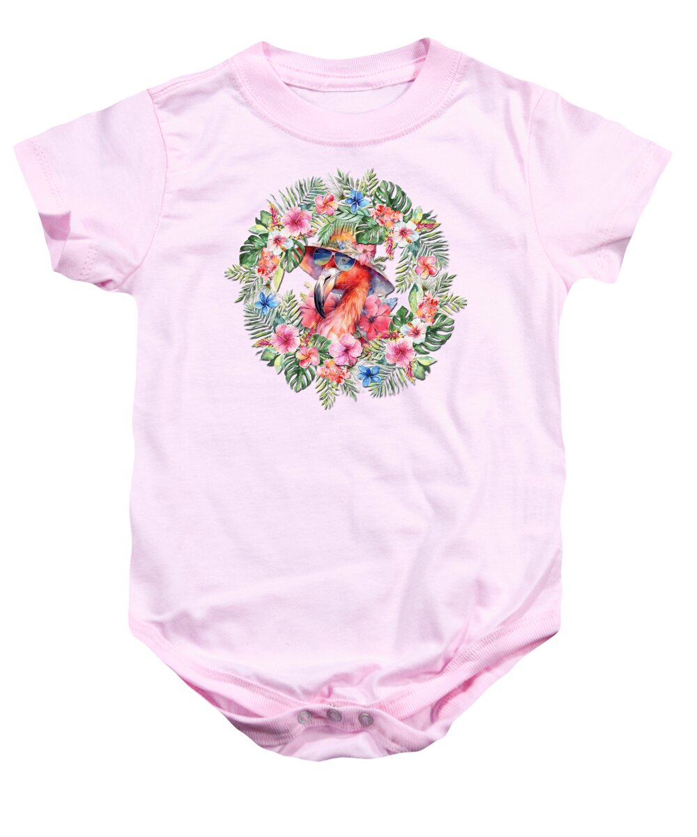 Flamingo Baby Onesie featuring the digital art Ready For Summer by HH Photography of Florida