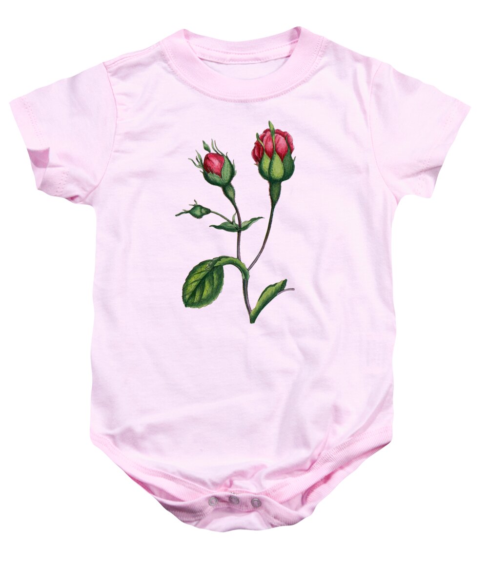 Rose Baby Onesie featuring the digital art Rosebuds by Madame Memento