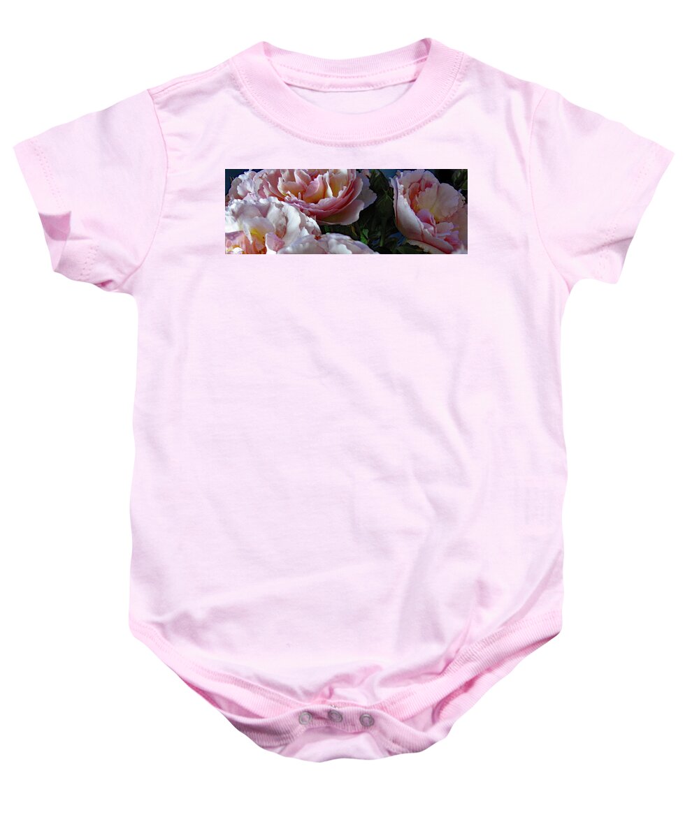 Rose Baby Onesie featuring the photograph Roses Pink Evelyn by Corinne Carroll
