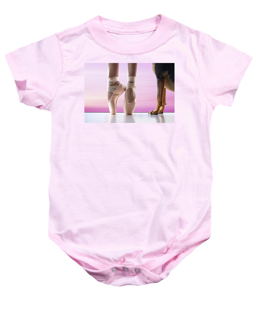 Dance Baby Onesie featuring the photograph shall we dance - Pink by Laura Fasulo
