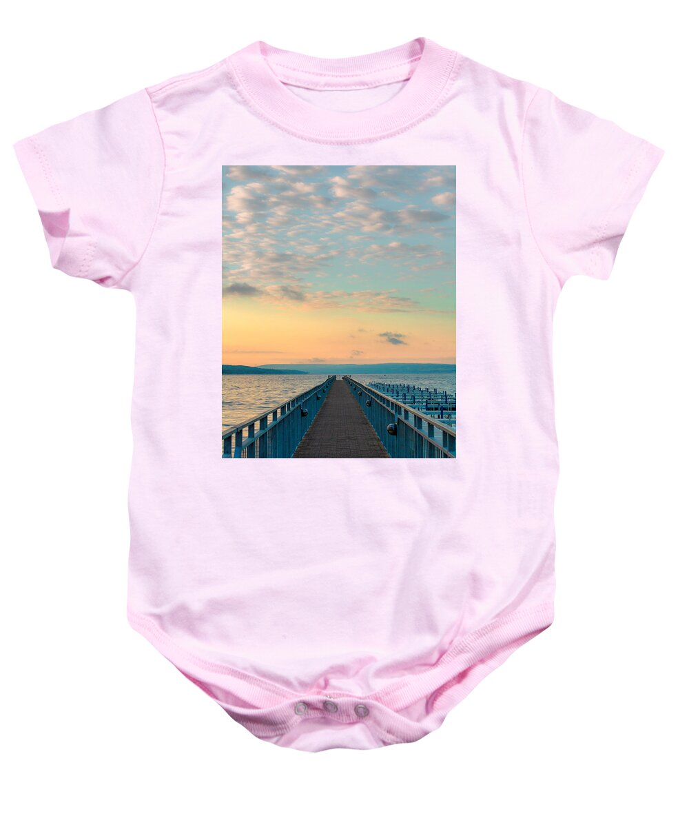 Sunrise Baby Onesie featuring the photograph Skaneateles Sunrise by Rod Best