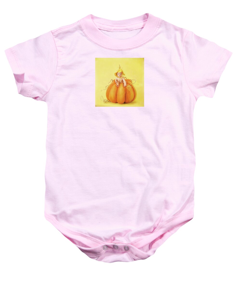 Fall Baby Onesie featuring the photograph Soft Fall Pumpkin by Anne Geddes