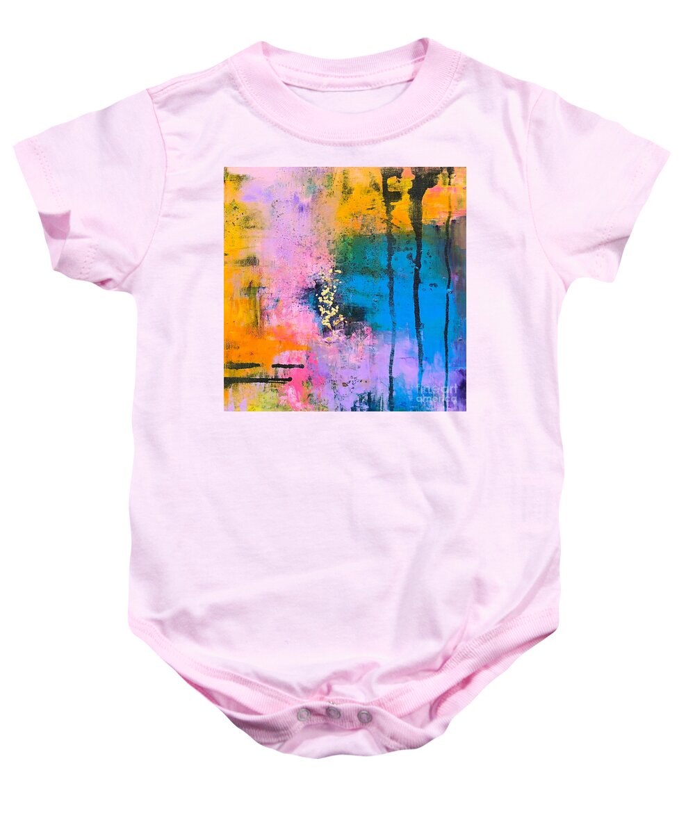 Abstract Baby Onesie featuring the painting Spring Lilacs by Mary Mirabal
