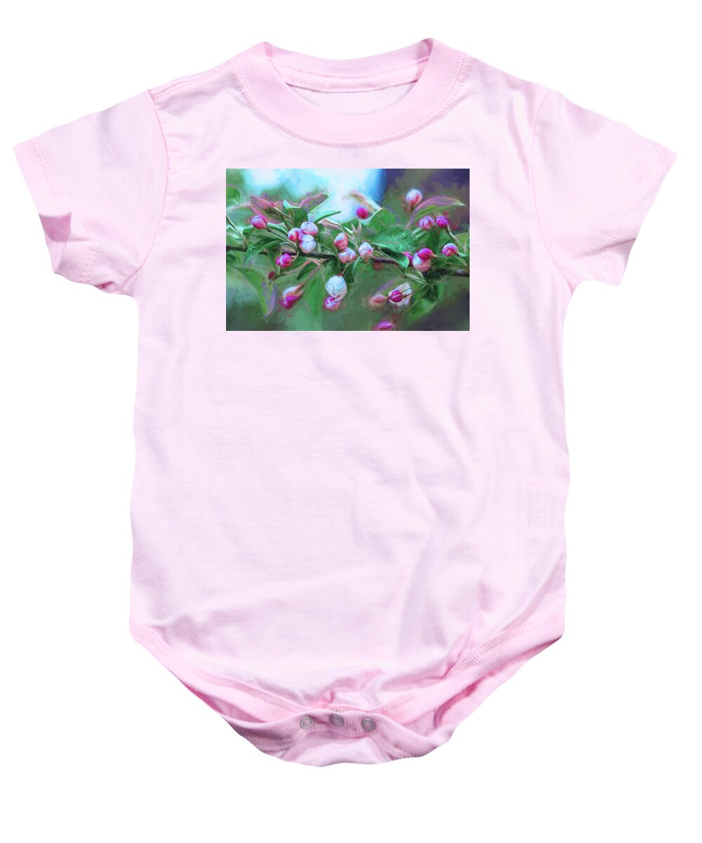 Spring Baby Onesie featuring the digital art Spring Tree Buds by Barry Wills