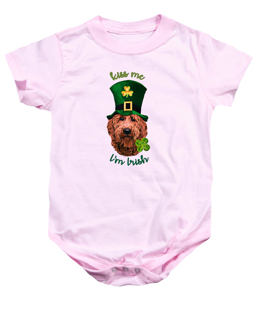 Dog Baby Onesie featuring the digital art St Patrick's Day Irish Doodle by Madame Memento