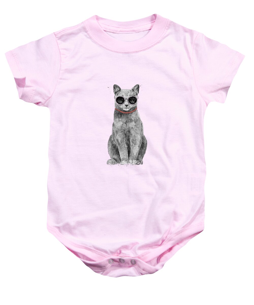 Cat Baby Onesie featuring the drawing Summer Cat by Balazs Solti