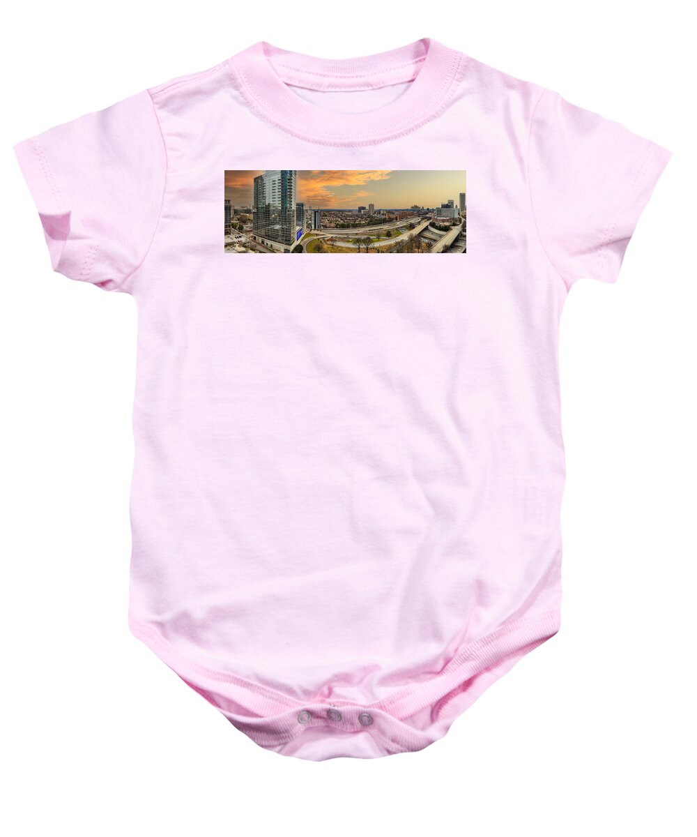 City Baby Onesie featuring the photograph Sunset Over the Cityscape in Atlanta by Marcus Jones