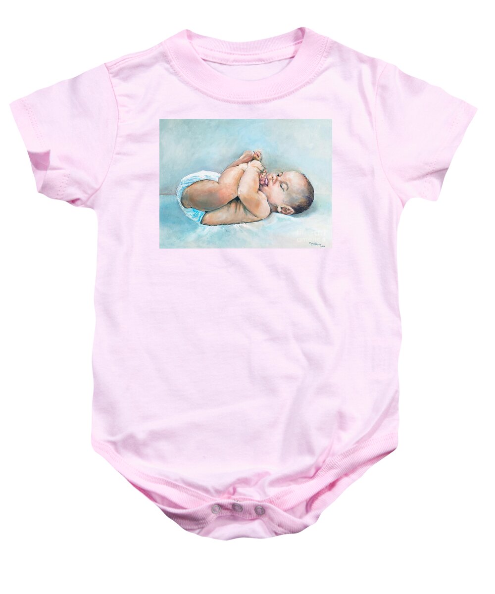  Infant Baby Onesie featuring the painting Tasty Toes by Merana Cadorette