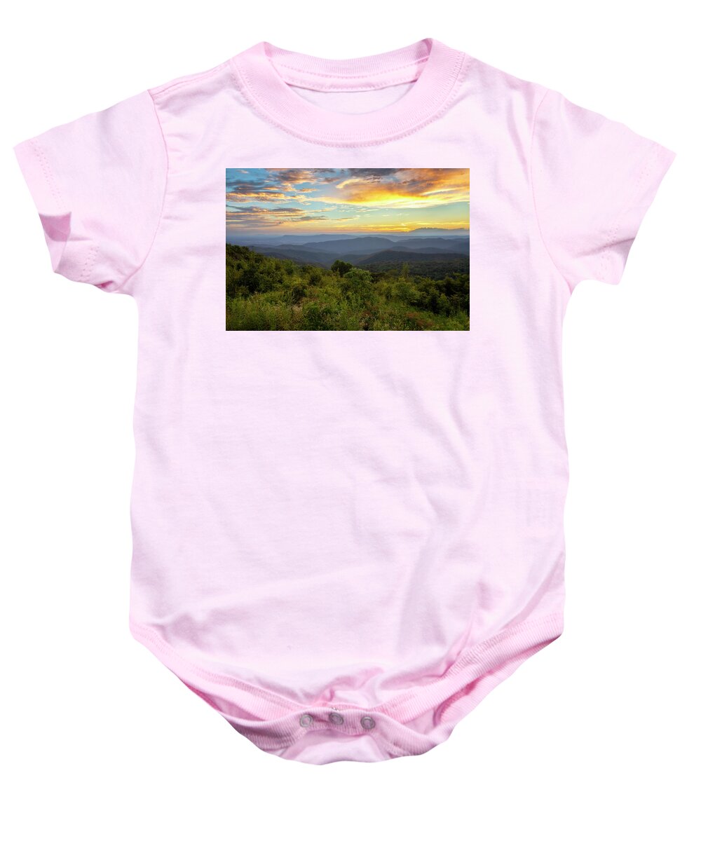 Sunset Baby Onesie featuring the photograph The Evolution of a Sunset - Shenandoah National Park by Susan Rissi Tregoning
