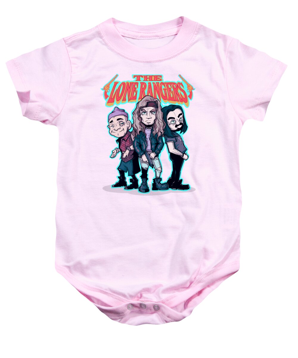 Music Baby Onesie featuring the drawing The Lone Rangers by Ludwig Van Bacon