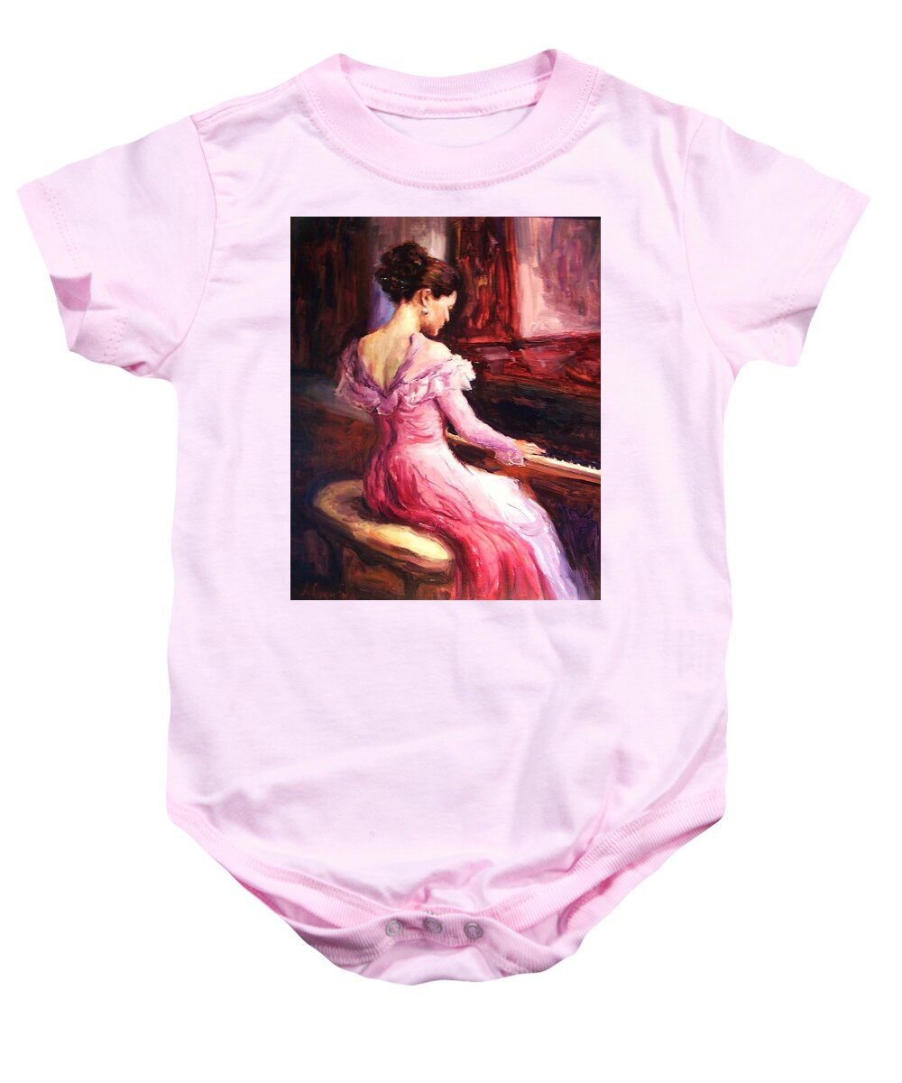 Impressionism Baby Onesie featuring the painting The Pianist by Ashlee Trcka
