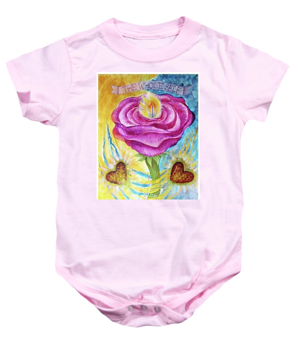 Am I Baby Onesie featuring the painting The Rose and Its Thorns Love the Whole Self by Feather Redfox