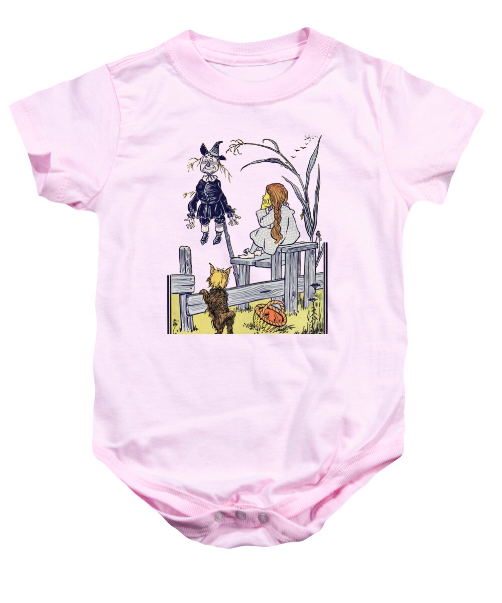 The Wizard Of Oz Baby Onesie featuring the digital art The Wonderful Wizard of Oz by Madame Memento