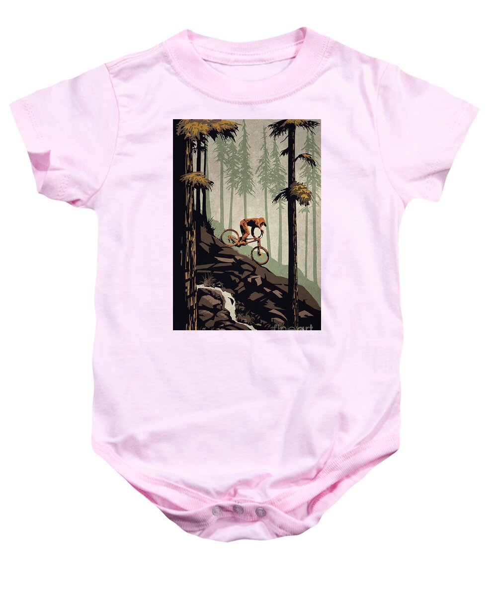 Mountain Bike Baby Onesie featuring the painting Think Outside No Box Required by Sassan Filsoof